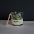 Scented candle with succulents